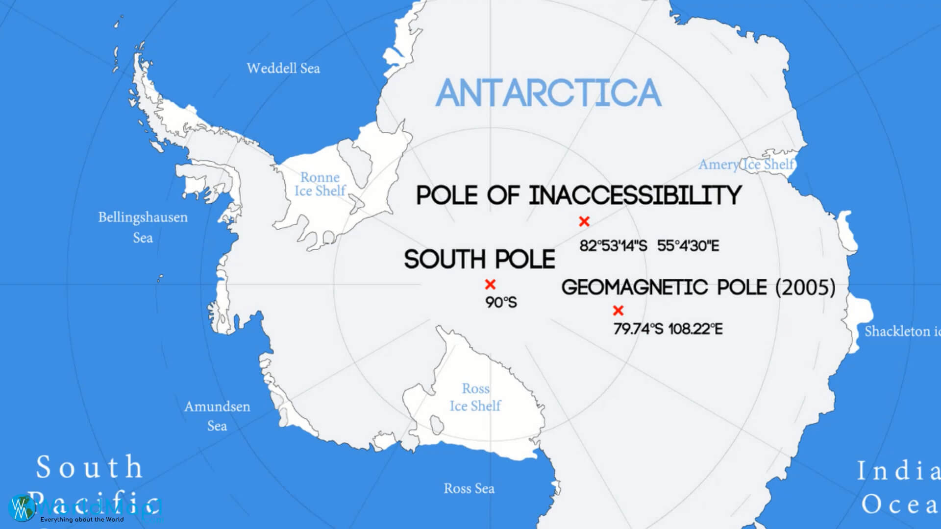 Antarctica South Pacific and Indian Ocean Map